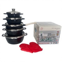 Ensemble de casseroles Dessini Cookware WK à motif ondulé, 12 pièces, en aluminium granité antiadhésif, avec poignées en cristal, compatible avec les cuisinières à gaz, style coréen