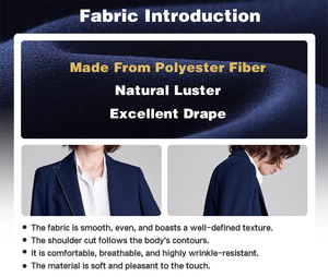 Conjunto de Blazer Cruzado <span class=keywords><strong>Azul</strong></span> <span class=keywords><strong>Marino</strong></span> Sofisticado <span class=keywords><strong>para</strong></span> <span class=keywords><strong>Mujer</strong></span>, <span class=keywords><strong>Traje</strong></span> de Tela Premium Resistente a las Arrugas <span class=keywords><strong>para</strong></span> Oficina y Eventos Formales - Product Image 6