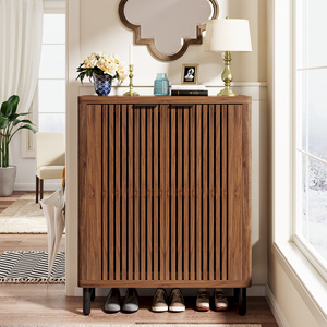 Tribesigns 6-Tier Wooden Shoe Cabinet with Louvered Doors & <b>Adjustable</b> <b>Shelves</b> Shoe Storage Organizer Rack - Product Image 3