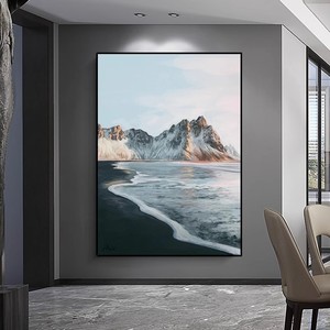 Dawn Coast Hand-painted Oil Painting <b>Framed</b> Modern Minimalist Seascape <b>Wall</b> Art For Living Room Entrance Decor - Product Image 4