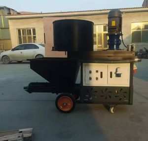 Pompe à mortier <span class=keywords><strong>électrique</strong></span> diesel pour pulvérisation de ciment mural, machine à béton, pulvérisateur de stuc, machine à pulvériser et mélangeur de mortier avec trémie de 80L - Product Image 6