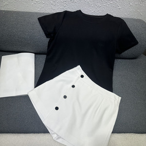 2026 Summer New Short-Sleeve Pants Skirt <b>Set</b> / Simple and Stylish with Button Design - Product Image 4