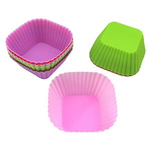 Moule à gâteau en silicone réutilisable personnalisé avec logo, pour muffins et cupcakes, forme carrée, couleurs variées, OEM/ODM - Product Image 3