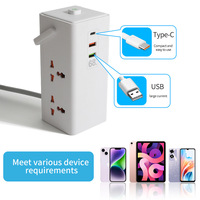 Multiprise standard américaine, rallonge multiprise standard britannique, 2 ports USB-A, 1 port USB-C, câble de 2 m, polyvalente, style Hong Kong