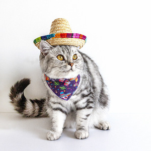 Sombrero <span class=keywords><strong>de</strong></span> Paja para Mascotas, Mini Sombrero Mexicano, Gorra <span class=keywords><strong>de</strong></span> Protección Solar para Perros y Gatos, Sombrero <span class=keywords><strong>de</strong></span> Mimbre <span class=keywords><strong>Tejido</strong></span> a Mano para Perros Pequeños, Oferta <span class=keywords><strong>de</strong></span> Verano - Product Image 1
