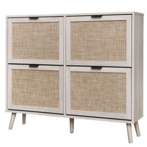Freestanding Hidden <strong>Slim</strong> Shoe <strong>Storage</strong> Organizer 4 Flip Rack <strong>Drawers</strong> Adjustable Shelves Modern Wood Home Furniture Living Room 4 - Product Image 1