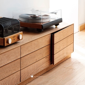 <span class=keywords><strong>Meuble</strong></span> TV sur mesure en bois massif avec tiroirs cannelés, console multimédia en chêne et noyer, <span class=keywords><strong>buffet</strong></span> de rangement <span class=keywords><strong>bas</strong></span> - Product Image 3