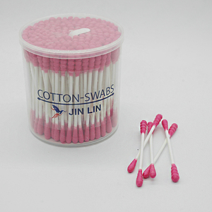 200 pièces de cotons-tiges en papier rouge rose de qualité supérieure, à double embout (rond et spiralé), écologiques, avec conteneur rond - Product Image 2