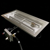 Kit de foyer au gaz rectangulaire en acier inoxydable de 59 cm à encastrer pour foyer extérieur.