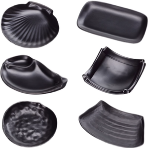 Assiettes d'apéritif noires en mélamine plat de dégustation de dessert petits <span class=keywords><strong>mini</strong></span> bols <span class=keywords><strong>plateau</strong></span> de service pour côté sushi ensemble de vaisselle de style japonais - Product Image 4