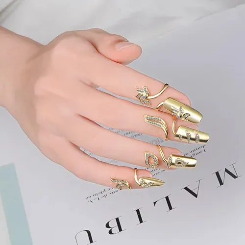 Vrouwen Vingernagel Ringen Mode Eenvoudige Vinger Nagel Ringen Retro Vingernagels Ringen Nail Art Sieraden Voor Vrouwen Meisjes