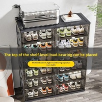 Étagère à chaussures moderne multicouche transparente Armoire de rangement simple et pliante avec porte d'entrée Boîtes à chaussures pour usage domestique