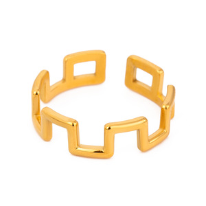 Joyería minimalista unisex, nuevo anillo abierto cuadrado de acero inoxidable geométrico chapado en oro de 18 quilates para mujer - Product Image 4