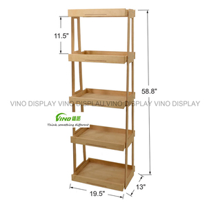 Étagère de présentation en bois à 5 niveaux Vino, présentoir de vente au détail, unité d'étagérage pliable - Product Image 3