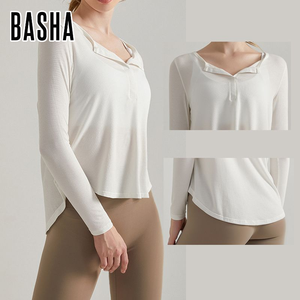 Gym Sport Femmes Active Wear Tshirt Manches Longues Bouton Côtelé Crop Top Formation Fitness Running Deportes De <span class=keywords><strong>Manga</strong></span> Corta - Product Image 4