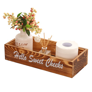 Bandeja de Almacenamiento de Madera Estilo Nórdico, Rectangular, Color Quemado, 2-3 Compartimentos, Tipo Vertical, Sin Tapa, Caja Decorativa para Baño - Product Image 3
