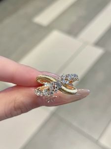 Xinfly K18YG 1.07ct Lab Grown Diamond <b>Ring</b> Yellow Gold Brushed <b>Cross</b> Style Fashionable Jewelry - Product Image 2