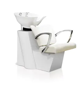 wholesale cheap barber shop wash hair white metal+synthetic leather shampoo chairs