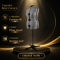 Mannequin de couture ajustable en ABS gris pour buste et torse, idéal pour la confection de vêtements