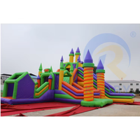Grand château gonflable en PVC pour parc à thème, toboggans gonflables avec souffleur à double voie pour enfants, parc d'attractions