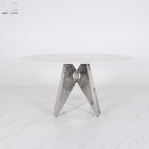 Wholesale <strong>Mid</strong> <strong>century</strong> Luxury Modern French Small 4 Seater Sintered Stone Top Round <strong>Dining</strong> <strong>Table</strong> Set 4 <strong>Chairs</strong> - Product Image 6