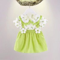 Robe de fête pour bébé et petite fille de 1 à 3 ans, style coréen d'été, imprimé princesse, coton, manches courtes