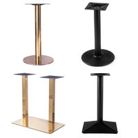 WEKIS Piédestal Robuste en Fer Forgé Noir Base de Table Tulipe en Fonte Pieds de Table en Métal Doré Rond Ovale en Acier Inoxydable