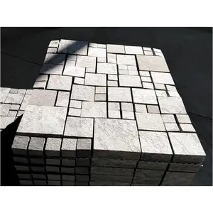 SHIHUI Natural Stone Green Black Granite Stack Bond Flamed Surface Machine Cut Edge Paving Stone Cobblestone Pavers For Driveway