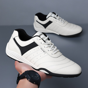 Chaussures bateau en cuir noires à bout rond et lacets, doublure en maille respirante, semelle extérieure en caoutchouc, toutes saisons, chaussures décontractées pour hommes - Product Image 4