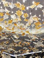 Lustre LED de luxe personnalisé, carré, à hauteur réglable, moderne et créatif, en forme de feuille d'érable, en pierre artistique, pour hall d'hôtel et escalier