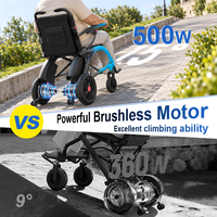 Fauteuil roulant électrique médical 4 en 1 populaire, 500W, sans balais, pour usage quotidien, portable et pliable