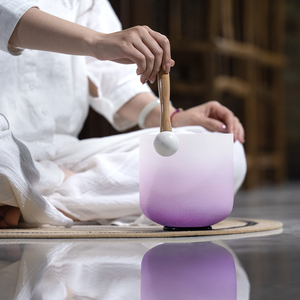 Bol chantant en cristal de quartz coloré dégradé <span class=keywords><strong>Aria</strong></span> de 7 pouces, personnalisable, pour la guérison sonore, le yoga, la méditation, avec maillet gratuit - Product Image 6