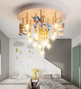 Lampe princesse Pegasus en verre rose, chandelier et luminaire suspendu, <span class=keywords><strong>maison</strong></span> <span class=keywords><strong>de</strong></span> poupée, pour enfant, livraison gratuite - Product Image 3