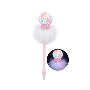 Cadeau personnalisé exclusif pour la fête des mères, stylo à bille en forme de cœur avec plume et lumière LED, souvenir, 0,7 mm, plastique - Product Image 1