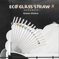 Großhandel hand gefertigte umwelt freundliche wieder verwendbare klare gebogene Glas Stroh Smoothies und Milch shake Bar Zubehör mit Fliege Design
