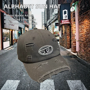 Gorra de béisbol vintage con letras, efecto desgastado, visera de pato, unisex, protección solar, estilo urbano, fabricante OEM, 6 paneles, común - Product Image 2