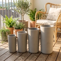 Support de pot de fleurs en fibre de verre de style minimaliste moderne, fabriqué en Chine, grand cylindre, pour plantation intérieure/extérieure
