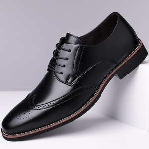 2025 nouveau Style hommes britannique en cuir véritable affaires chaussures formelles sculpté Brogue à lacets Derby bout pointu solide grande <span class=keywords><strong>taille</strong></span> - Product Image 6