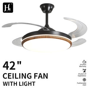 Modern Walnut Color Full Spectrum LED <b>Ceiling</b> <b>Fan</b> Light Remote Control Silent AC Wabi-Sabi Wind Eye Protection for Metal - Product Image 3
