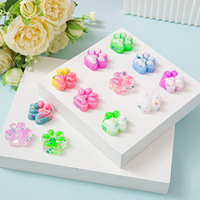 Mainan Squishy Cakar Kucing Mini 3cm Taba Squishy Jelly Bola Remas Warna-warni Transparan Sensorik untuk Perlengkapan Mesin Vending
