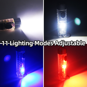 Mini lampe torche LED puissante pour extérieur, lampe porte-clés portable, lumière d'avertissement d'urgence rechargeable par USB - Product Image 5