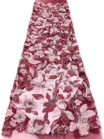 Tissu en dentelle florale de luxe George africain, 100% polyester, brodé, 5 yards