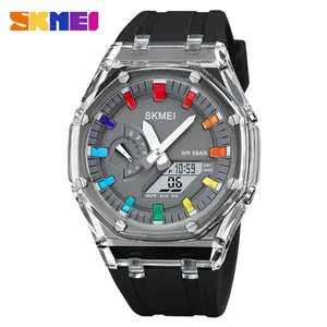 SKMEI 2100 Waterproof Men Watch Contagem Regressiva Cronômetro Led Light Eletrônico Movimento Relógio de Pulso 5 Despertador 2 Tempo Relógio Digital