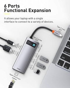 <span class=keywords><strong>Hub</strong></span> <span class=keywords><strong>USB</strong></span> Tipo <span class=keywords><strong>C</strong></span> 6 en 1, Adaptador de <span class=keywords><strong>Hub</strong></span> <span class=keywords><strong>USB</strong></span> <span class=keywords><strong>C</strong></span> 3.0 con HDMI, LAN, Lector de Tarjetas SD y TF para Computadora Portátil y de Escritorio - Product Image 3