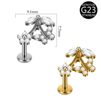 Freya Astm F136 Fashion Stud Earrings Unisex Titanium Gold-plated Zircon Labret Stud Earrings Sexy Wedding Body Jewelry Romantic