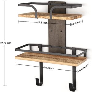 Wooden Ironing Board Rack Double Layer <b>Wall</b> <b>Mounted</b> Storage <b>Shelf</b> For Iron And Laundry Supplies - Product Image 5