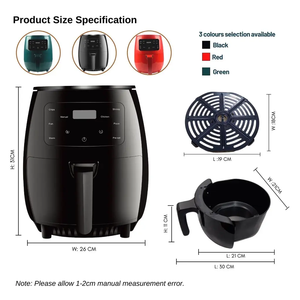 Khuyến mãi nóng 4.5L Bán buôn Lò nướng điện không dầu, khỏe mạnh, màu xanh ngà, hình tròn, tự động tắt, hiển thị kỹ thuật số, máy chiên không dầu kỹ thuật số - Product Image 3