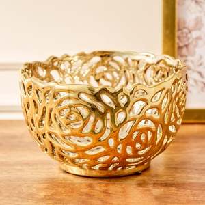 Frutero Decorativo de Metal con Acabado Dorado, Tazón Calado para Centro de Mesa, Decoración del Hogar y Cocina, Uso por Exportadores - Product Image 3