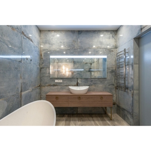 Prima in legno <span class=keywords><strong>bagno</strong></span> marrone vanità con lavandino <span class=keywords><strong>e</strong></span> specchio ovale LED luce cassetto organizzatore mobile <span class=keywords><strong>bagno</strong></span> Set - Product Image 2