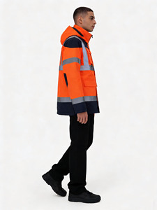 Giacca di Sicurezza Riflettente Unisex, Ignifuga <span class=keywords><strong>e</strong></span> ad Alta Visibilità per Lavori all'Aperto, Impermeabile <span class=keywords><strong>e</strong></span> Antivento - Product Image 3